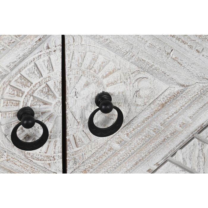 DKD Home Decor Mueble TV Blanco Negro 180 x 40 x 60 cm 6