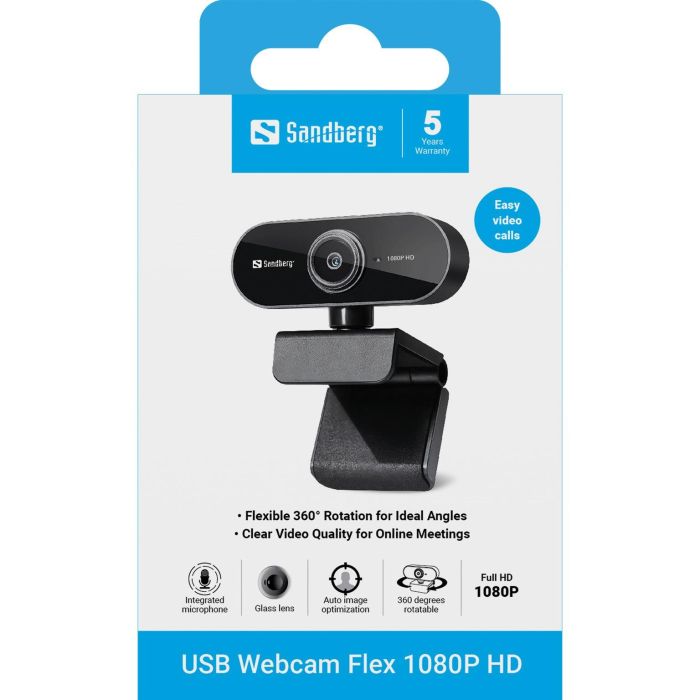 Sandberg Webcam USB Flex 1080P HD Full HD con Micrófono Integrado para Videollamadas, Imagen Nítida y Definida, Plug & Play 4 Sandberg Webcam USB Flex 1080P HD Full HD con Micrófono Integrado para Videollamadas, Imagen Nítida y Definida, Plug & Play 4