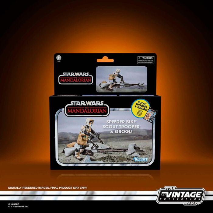 Figura Speeder Bike Scout Trooper & Grogu the Mandalorian Star Wars 9cm 10