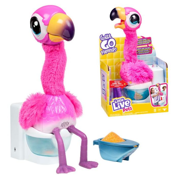 Flamenco interactivo little live pets flamingo the poop con sonido y movimiento y hace popo. 31 cm