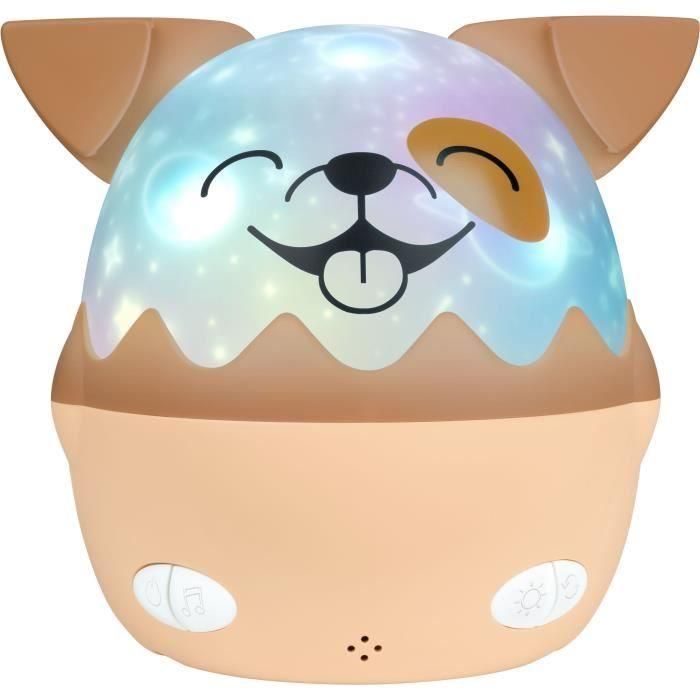 Bigben Interactive BIG1722427113882 Luz Nocturna Musical Inalámbrica Perro con Proyección 360°, 13 Películas, 8 Melodías, Mando a Distancia, Batería USB-C 1