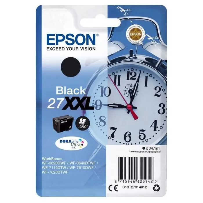 Epson Cartucho 27XXL Negro Muy Alta Capacidad 34.1ml - Paquete de 1 Epson Cartucho 27XXL Negro Muy Alta Capacidad 34.1ml - Paquete de 1