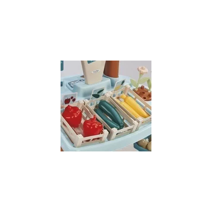 Ecoiffier Puesto de Mercado Eco-Responsable Vert Azur Juguete para Niños a Partir de 18 Meses con Accesorios y Balanza Fabricado en Francia