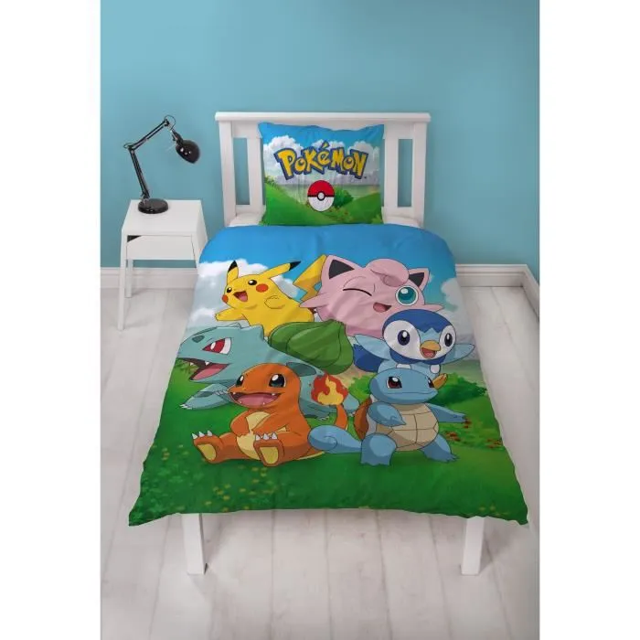 Pokemon Juego de Cama Pikachu y Amigos Azul Microfibra Funda Nórdica 140x200 cm + Funda Almohada 63x63 cm 3