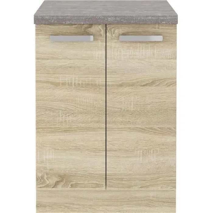 LASSEN Mueble Bajo 2 Puertas Batientes Roble Sonoma 60x51.6x85 cm 1