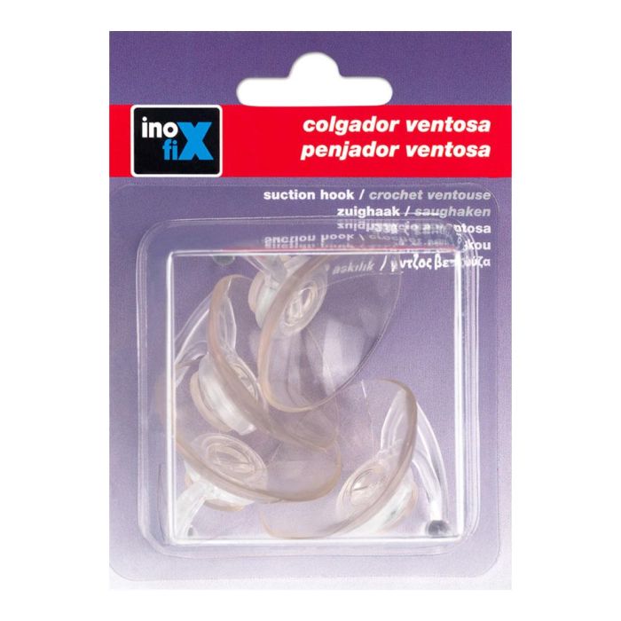 Inofix Colgador ventosa 1207-1-000 Transparente PVC Flexible 42mm Blister 4 Unidades 1