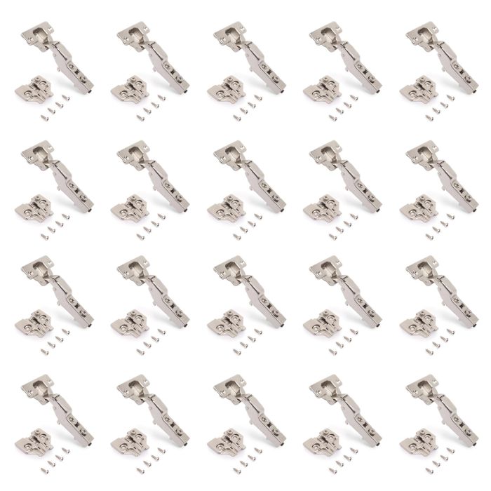 Emuca Lote de 20 bisagras codo X92 con cierre suave y suplementos para atornillar, Acero, Niquelado 0 Emuca Lote de 20 bisagras codo X92 con cierre suave y suplementos para atornillar, Acero, Niquelado 0