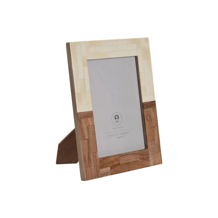 DKD Home Decor Marco de Fotos Urban Blanco Natural 13x18 cm con Mango y Resina 1.8 x 23 x 18 cm