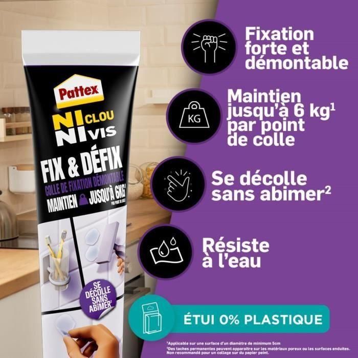 Pegamento Fijador - PATTEX - 2970856 - Sin clavos ni tornillos - Fix & Défix - Tubo - 44g 2 Pegamento Fijador - PATTEX - 2970856 - Sin clavos ni tornillos - Fix & Défix - Tubo - 44g 2