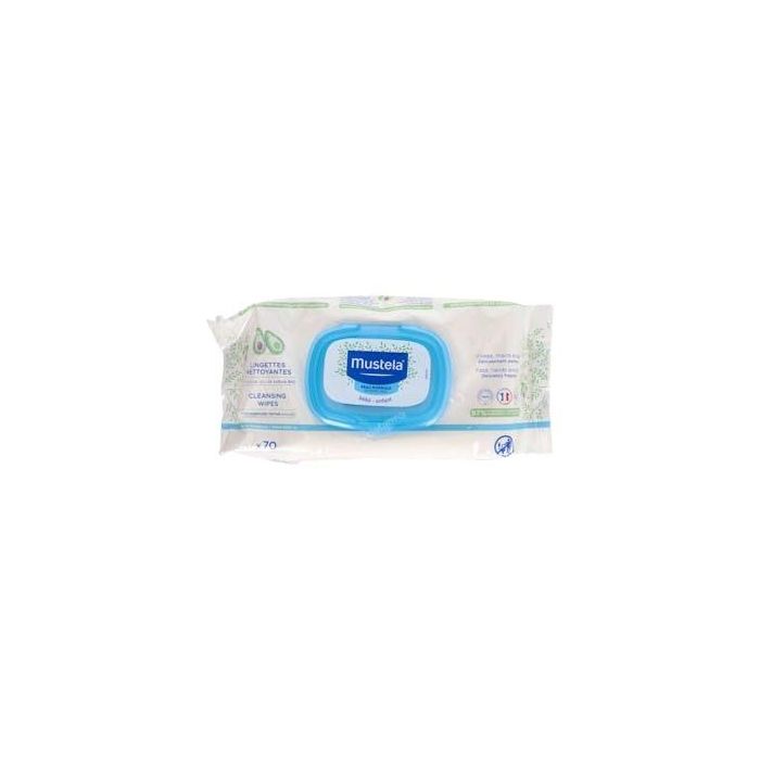 Mustela BIO toallitas limpiadoras compostables 60 unidades - 99% ingredientes naturales, suaves y seguras para bebés