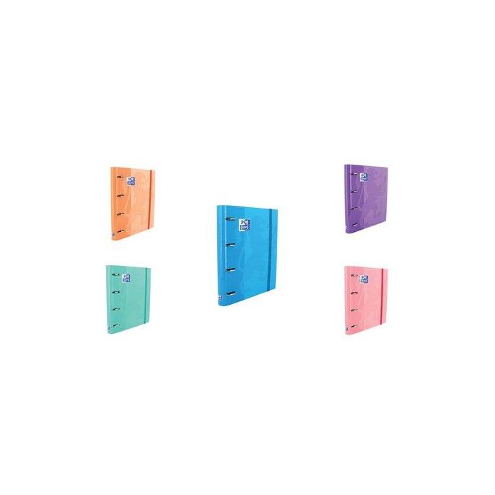 Carpebloc Oxford School Europeanbinder Classic A4+ 4 An.Mixtas 35Mm Con Recambio 100 Hj. Cuadric.5X5 Surtido (5 Col. Tendencia) (Pack Carpebloc, Recambio Planner Y Sobre Velcro)