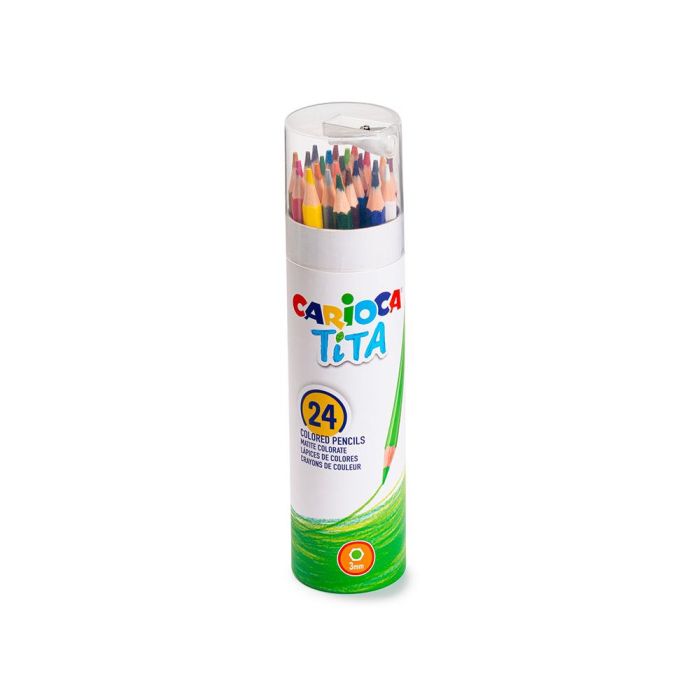 Lapices De Colores Carioca Tita Mina 3 mm Tubo Carton 24 Colores Surtidos + Sacapuntas 1