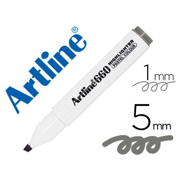 Rotulador Artline Fluorescente Ek-660 gris Pastel Punta Biselada 12 unidades