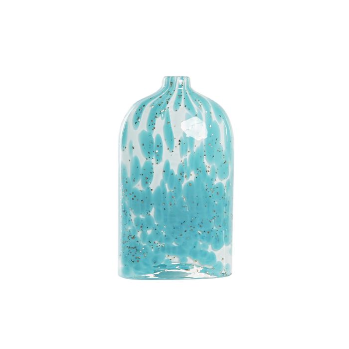 DKD Home Decor Jarrón Mediterráneo de Cristal Azul, Largo 7.5 cm x Ancho 12 cm x Alto 21.5 cm 1 DKD Home Decor Jarrón Mediterráneo de Cristal Azul, Largo 7.5 cm x Ancho 12 cm x Alto 21.5 cm 1