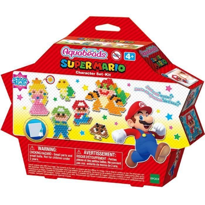 Aquabeads 31946 Set Personajes Super Mario - Abalorios para manualidades con 690 abalorios, 22 colores y plantillas para +4 años 3