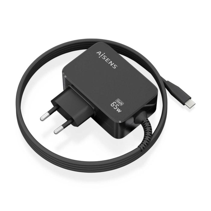 Cargador Gan de Pared Aisens ASCH-1PD65WL033-BK/ 1xUSB Tipo-C + Cable 1.8m/ 65W 1