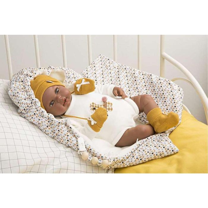 Muñeca reborn arias 45 cm rafael c/saco portabebe 2