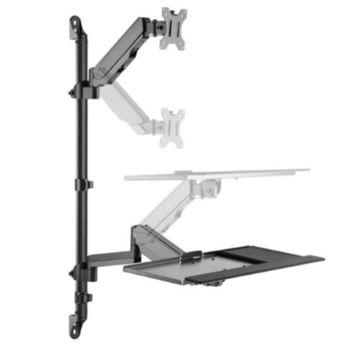 Equip Soporte VESA de pared para monitor 17"-32" con bandeja de teclado, inclinación ajustable, gestión de cables y soporte CPU incluido (650170)