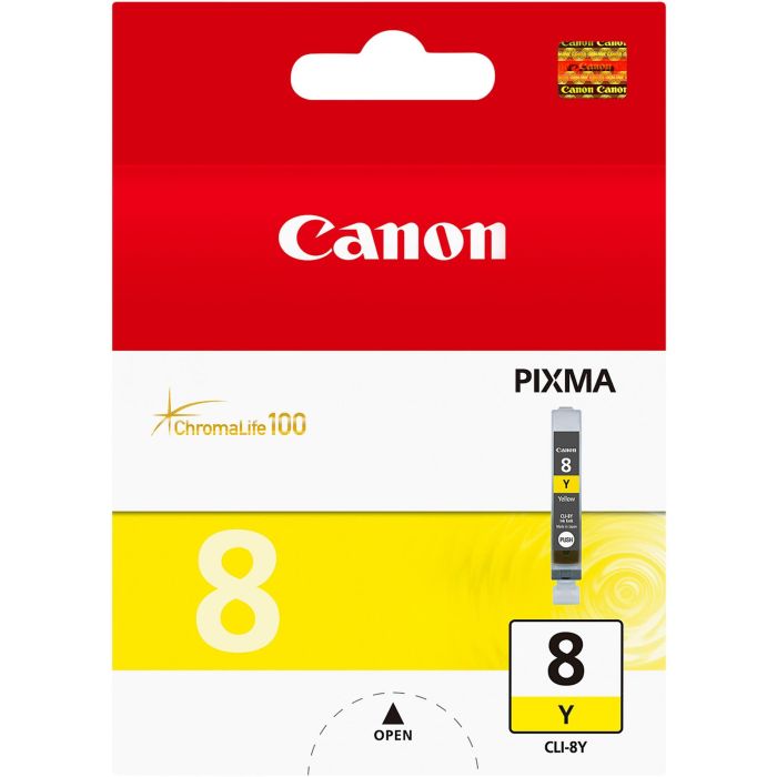 Canon CLI-8 Amarillo Tinta Ink-jet para Canon IP3300, 4200, 4300, 5200, 5300, MP500, 800, IX4000, IX5000, Pro9000