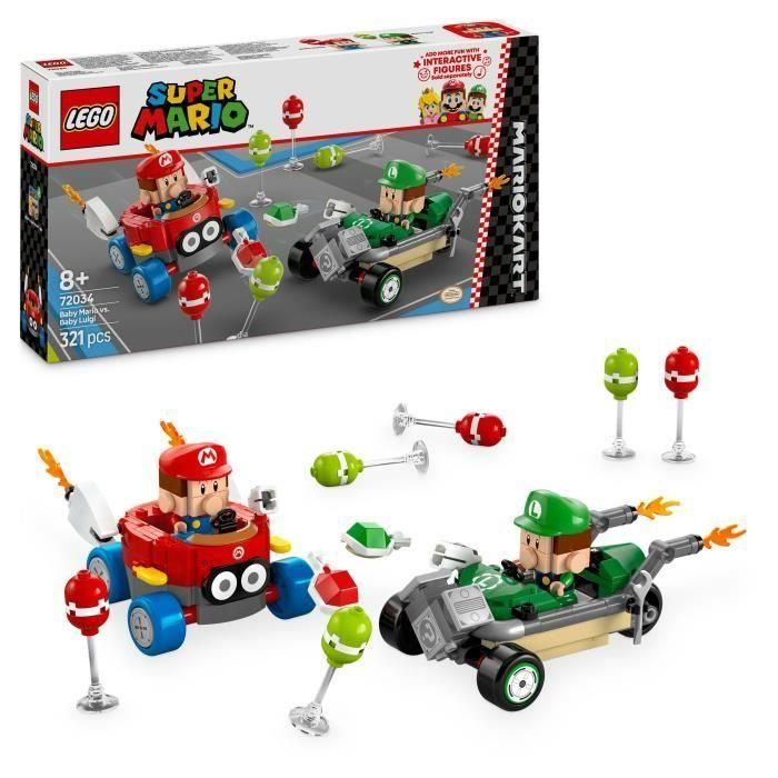 Juego de construccion mario kart bebé mario vs. bebé luigi lego super mario