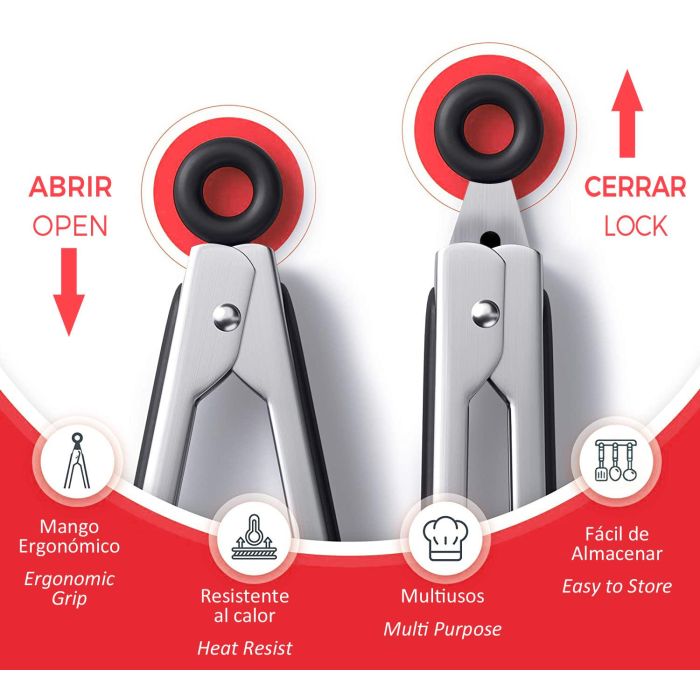 Algon Bbq Pinza para Barbacoa en Acero Inoxidable y Goma, 41 cm (18 Unidades) 4