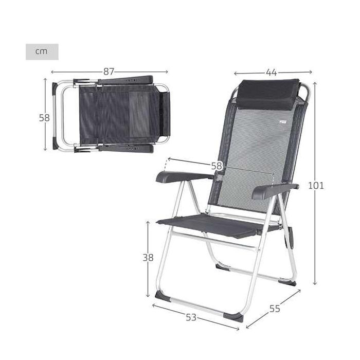 Silla camping aluminio reclinable 5 posiciones 44x55x101cm 1 Silla camping aluminio reclinable 5 posiciones 44x55x101cm 1