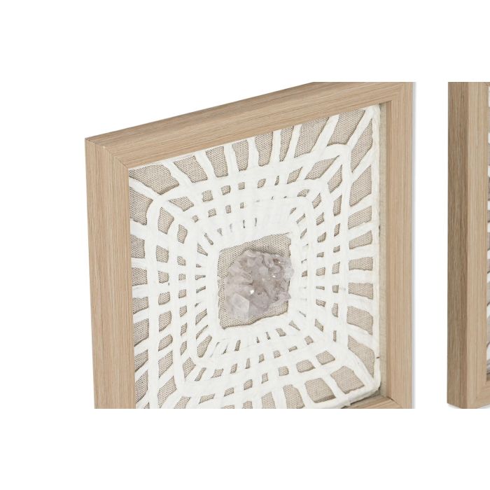 DKD Home Decor Cuadro Moderno Set de 4 Blanco Natural Cristal 22 x 22 cm 1