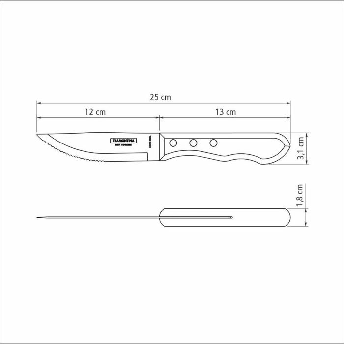 Tramontina Juego de 4 Cuchillos para Asado 12,7cm Acero Inoxidable Mango Polywood Castaño 6
