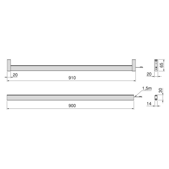 Emuca Kit de barra para armario Luxe, tira LED 4,5x8 Neonlynx V, sensor de movimiento RF Smart y convertidor Smart (24V DC), longitud 900mm, Luz blanca cálida 2.700K, Plástico y Aluminio, Anodizado mate 12 Emuca Kit de barra para armario Luxe, tira LED 4,5x8 Neonlynx V, sensor de movimiento RF Smart y convertidor Smart (24V DC), longitud 900mm, Luz blanca cálida 2.700K, Plástico y Aluminio, Anodizado mate 12