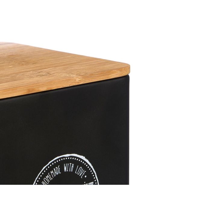 Tarro Cuadrado Tapa Bambu Pasta Negro Kinvara 14x16x14cm (Set de 12) 3