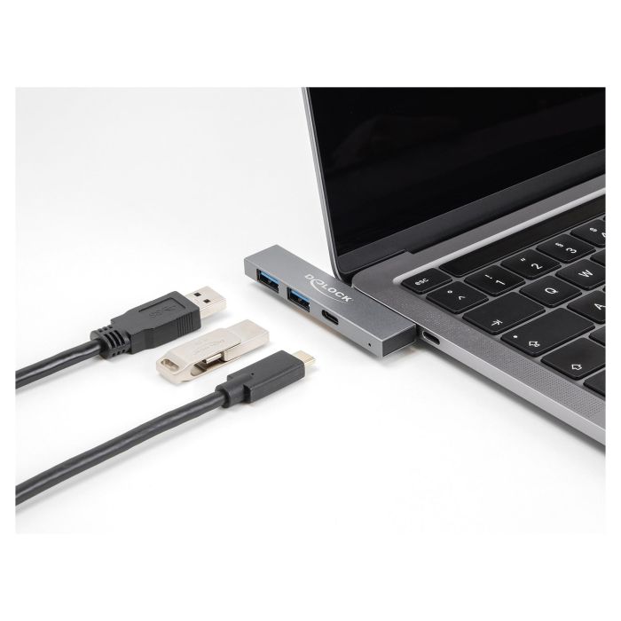 DeLOCK Concentrador USB 3 Port Slim USB Hub con USB Type-C a 1 x USB-C 5 Gbps + 2 x USB-A 5 Gbps, USB 3.2 Gen 1, Gris Metal, Plug and Play 2 DeLOCK Concentrador USB 3 Port Slim USB Hub con USB Type-C a 1 x USB-C 5 Gbps + 2 x USB-A 5 Gbps, USB 3.2 Gen 1, Gris Metal, Plug and Play 2