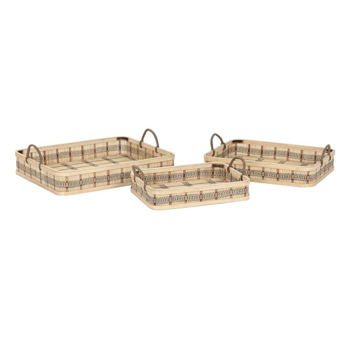 DKD Home Decor Bandeja Urban de Bambú con Asa, Marrón Claro, Set de 3 Piezas - 54x43x9 cm 3 DKD Home Decor Bandeja Urban de Bambú con Asa, Marrón Claro, Set de 3 Piezas - 54x43x9 cm 3