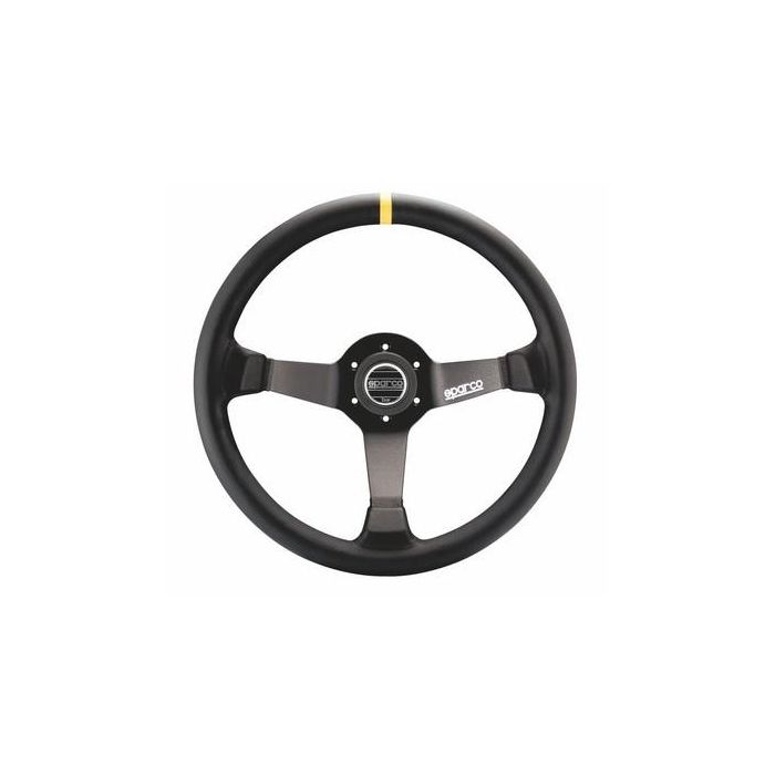 Sparco S015R345MLN Volante R345 de Piel, Diámetro 350mm, 3 Brazos Aluminio Negro para Competición y Carretera con Claxon Sparco S015R345MLN Volante R345 de Piel, Diámetro 350mm, 3 Brazos Aluminio Negro para Competición y Carretera con Claxon