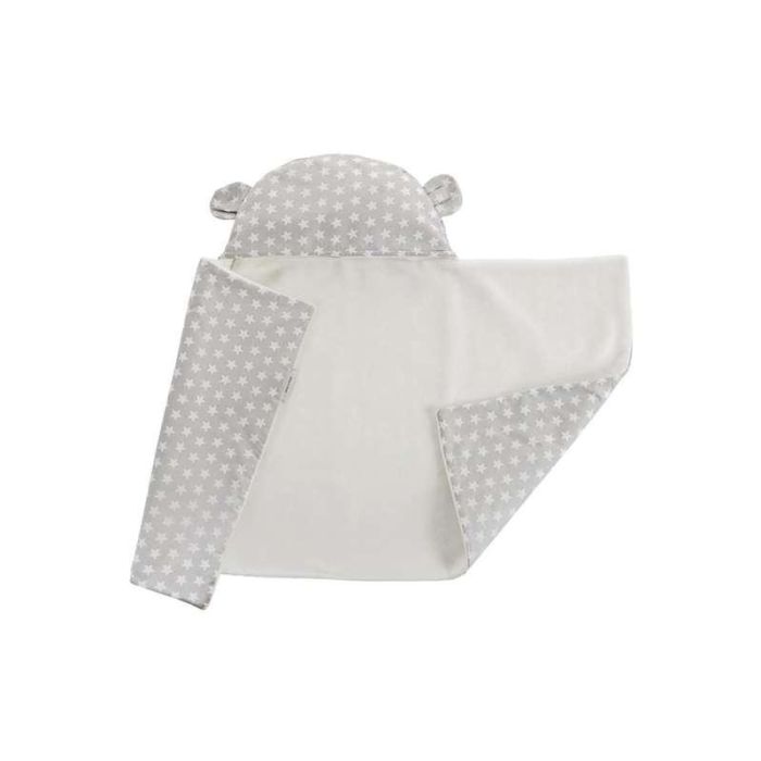 Manta capucha reversible estrella gris 90 x 66 cm Manta capucha reversible estrella gris 90 x 66 cm