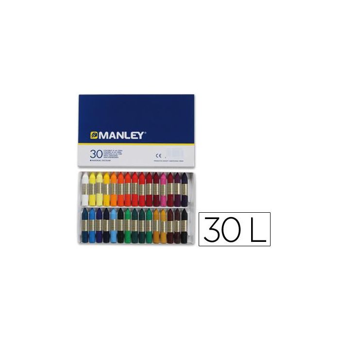 Manley Estuche De 30 Ceras Blandas 60 mm Colores Surtidos