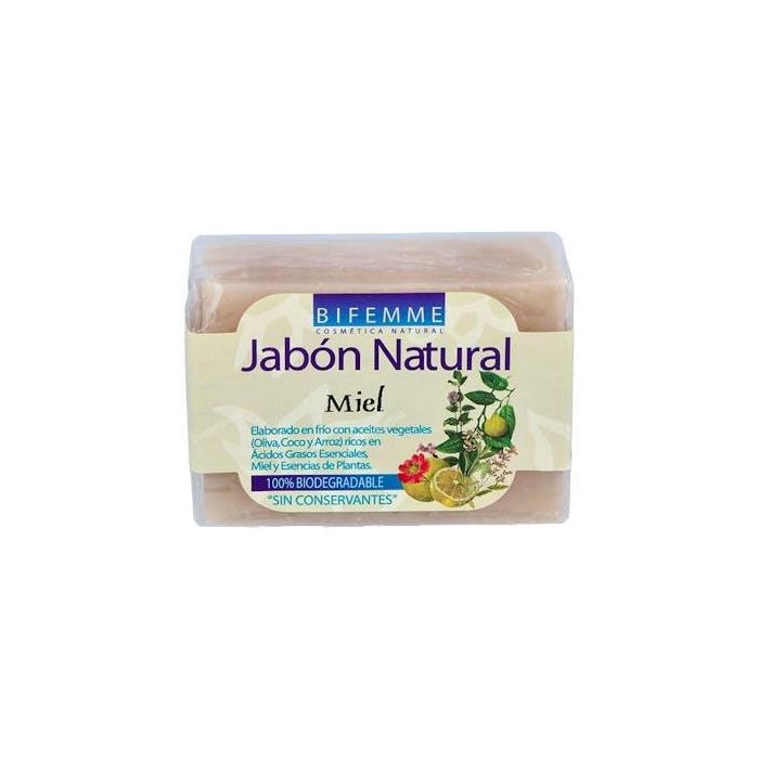 Bifemme Jabón de Miel 100g para Limpieza Diario con Aceites Vegetales y Esencias de Plantas Naturales