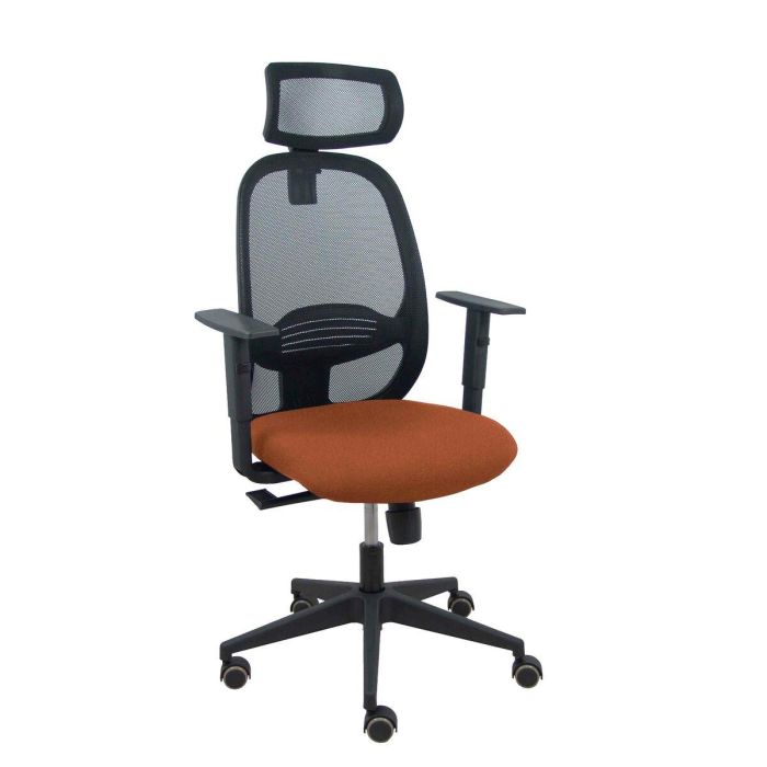 PIQUERAS Y CRESPO Silla Cilanco negra malla negra asiento bali marron oscuro brazo regulable cabecero regulable PIQUERAS Y CRESPO Silla Cilanco negra malla negra asiento bali marron oscuro brazo regulable cabecero regulable
