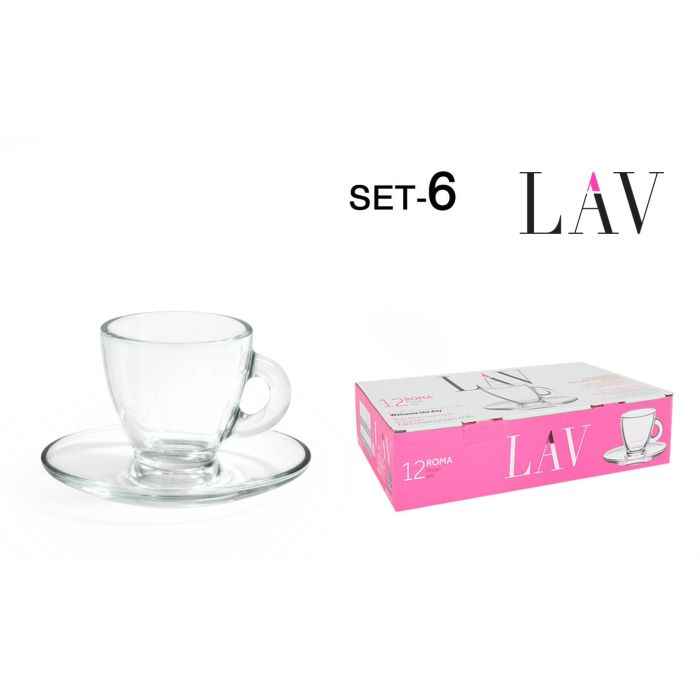 Lav Set 6 Tazas Express con Plato 95 cc - Colección Roma (6 Cajas)