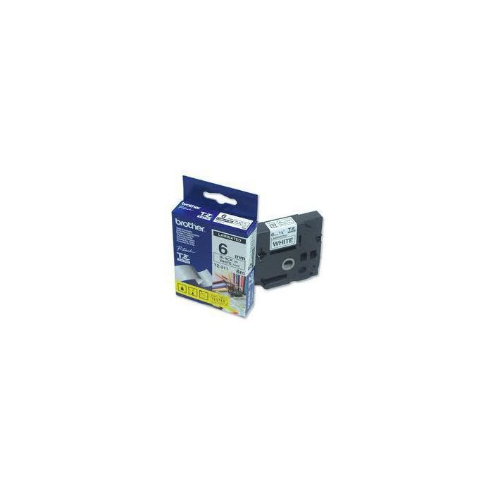 Brother Black on White Gloss Laminated Tape, 6mm Brother Black on White Gloss Laminated Tape, 6mm