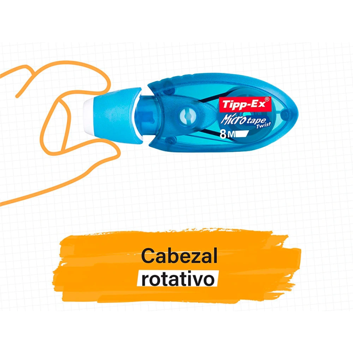 Tipp-ex Corrector Cinta Micro Tape Twist 5 mm x 8 mt Cabezal Rotativo Patentado Diseño Moderno Colores Divertidos Supercompacto