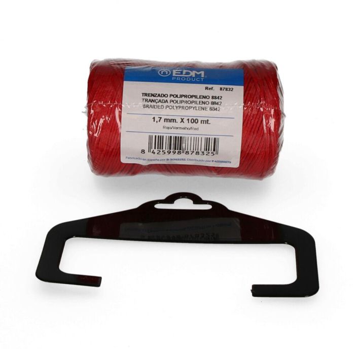 Edm Cordón trenzado polipropileno 8842 rojo, 1.7 mm x 100 m para albañilería, agricultura y bricolaje 0 Edm Cordón trenzado polipropileno 8842 rojo, 1.7 mm x 100 m para albañilería, agricultura y bricolaje 0