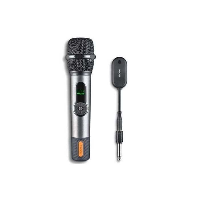 NGS SINGERSTAR Micrófono Inalámbrico Dinámico, 2.4GHz, 15m Alcance, 30h Batería, Jack 3.5/6.3mm, Control Volumen y Eco para Karaoke, Fiestas y Eventos NGS SINGERSTAR Micrófono Inalámbrico Dinámico, 2.4GHz, 15m Alcance, 30h Batería, Jack 3.5/6.3mm, Control Volumen y Eco para Karaoke, Fiestas y Eventos