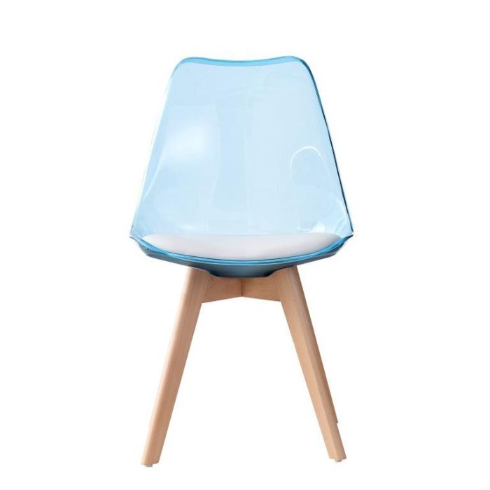 DKD Home Decor Silla de Comedor Urban de Abedul y PVC Azul Blanco, 54x47x81 cm, Altura Asiento 43 cm, Desmontable (4 Unidades) 1