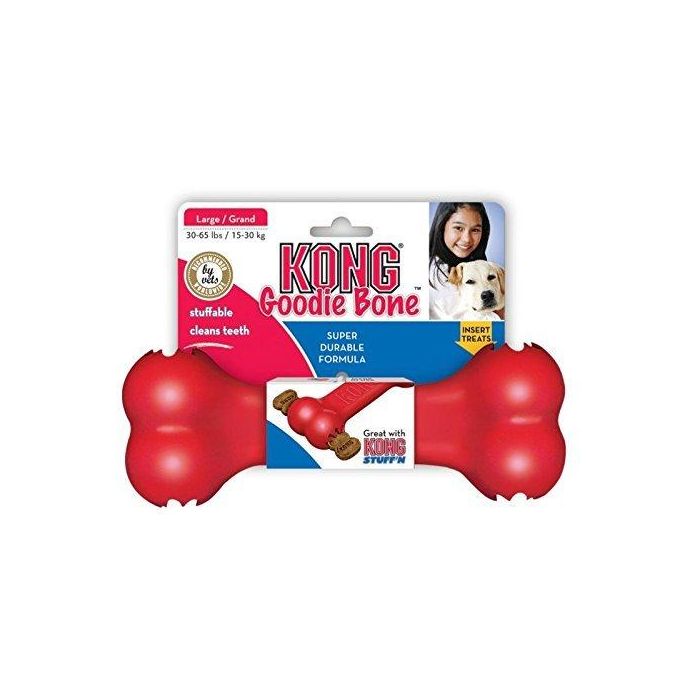 KONG Goodie Bone Rojo S Juguete Masticable para Perros con Goodie Grippers 1