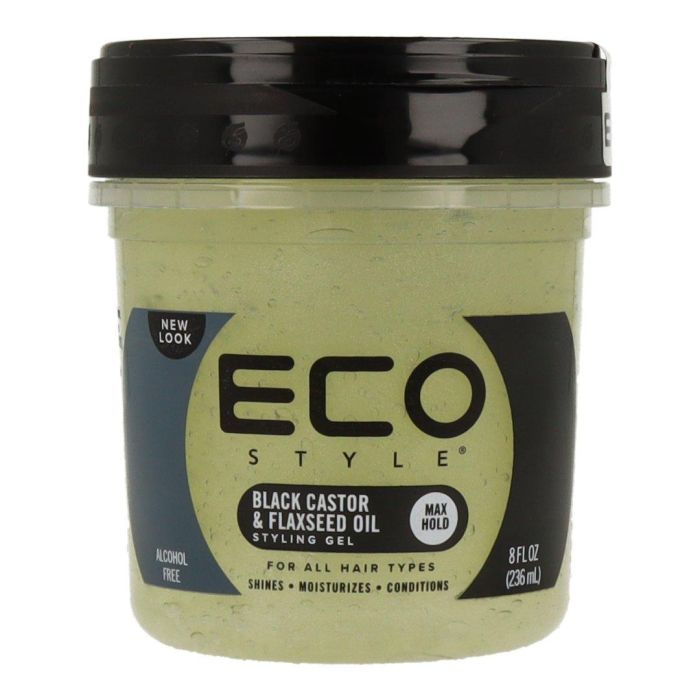 Eco Styler Gel de peinado máxima fijación con aceite de ricino negro y linaza 8Oz/235 ml