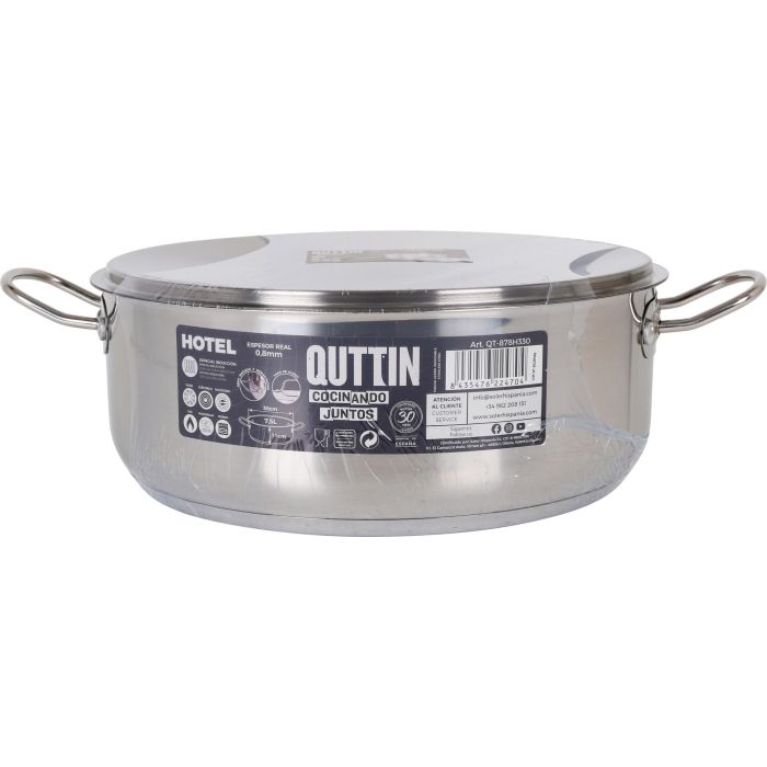 Cacerola con tapa de acero inoxidable Quttin 30 cm, 7.5 litros (2 Unidades) 1 Cacerola con tapa de acero inoxidable Quttin 30 cm, 7.5 litros (2 Unidades) 1
