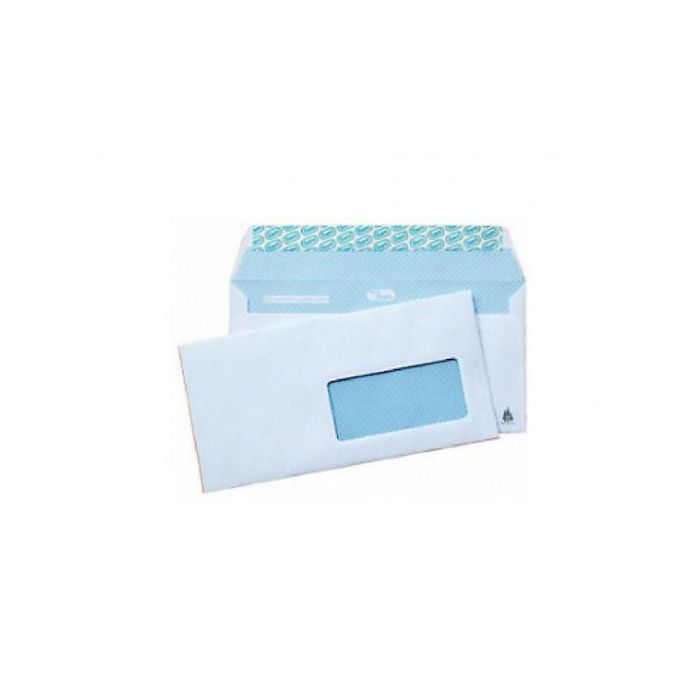 Sam Caja 500 Sobres DIN DL (110x220 mm) Offset Blanco 90 g, Ventana Derecha 45x100, Autoadhesivo con Tira de Silicona 247643