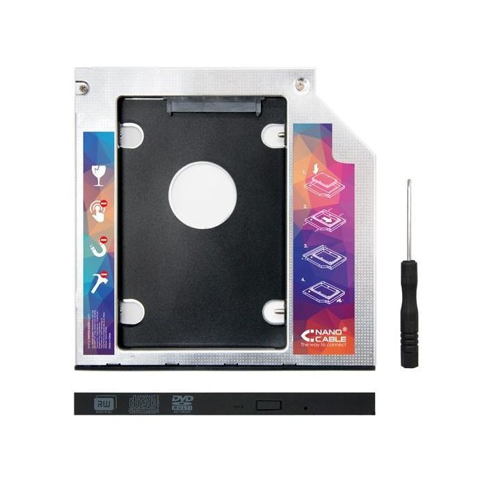 Nanocable Adaptador Disco Duro 2,5" De 7,0 mm Para Unidad Óptica Portátil De 9,5 mm Nanocable Adaptador Disco Duro 2,5" De 7,0 mm Para Unidad Óptica Portátil De 9,5 mm