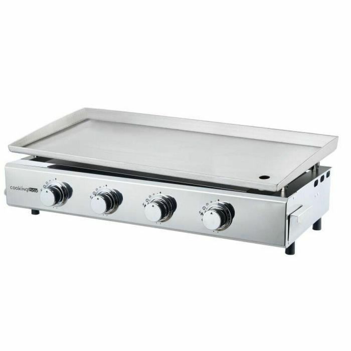 Plancha de gas - 4 quemadores - BRASILIA - Todo acero inoxidable - Superficie de cocción - XXL - 84 x 34 cm