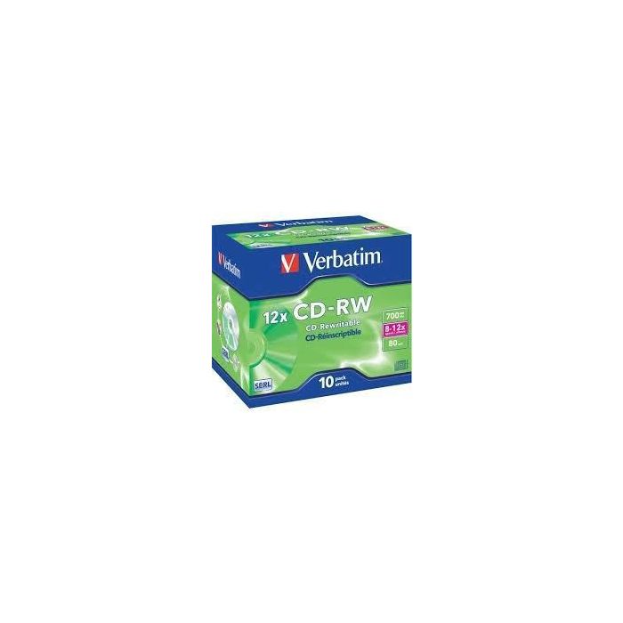 Cd-Rw Verbatim Serl Capacidad 700Mb Velocidad 12X 80 Min Pack De 10 Unidades Cd-Rw Verbatim Serl Capacidad 700Mb Velocidad 12X 80 Min Pack De 10 Unidades